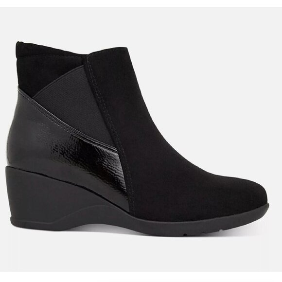 Women's Karen Scott Carina Black Ankle Boots Wedge Heel Dressy Bootie - Picture 1 of 5